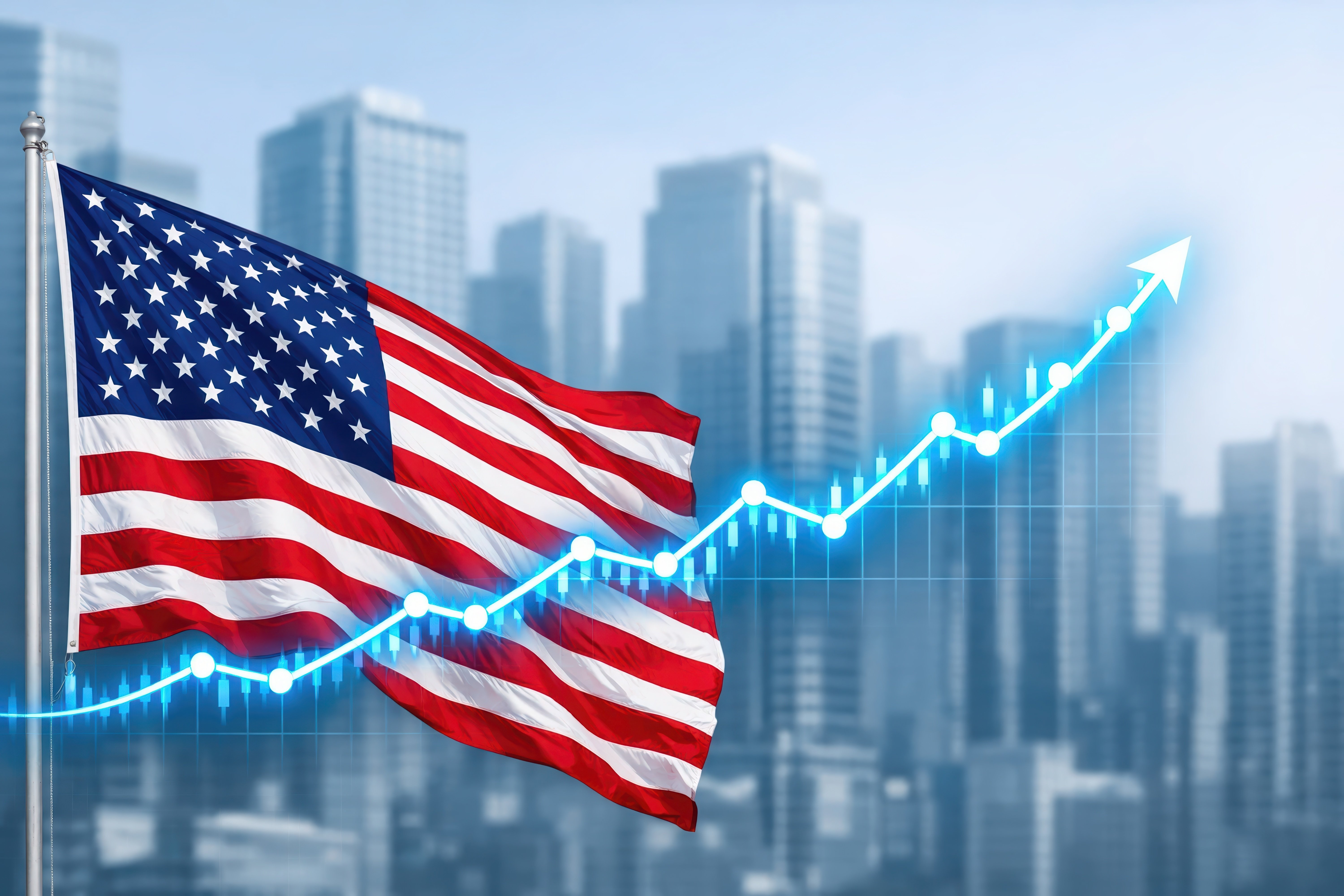 United States Flag with Stock Line