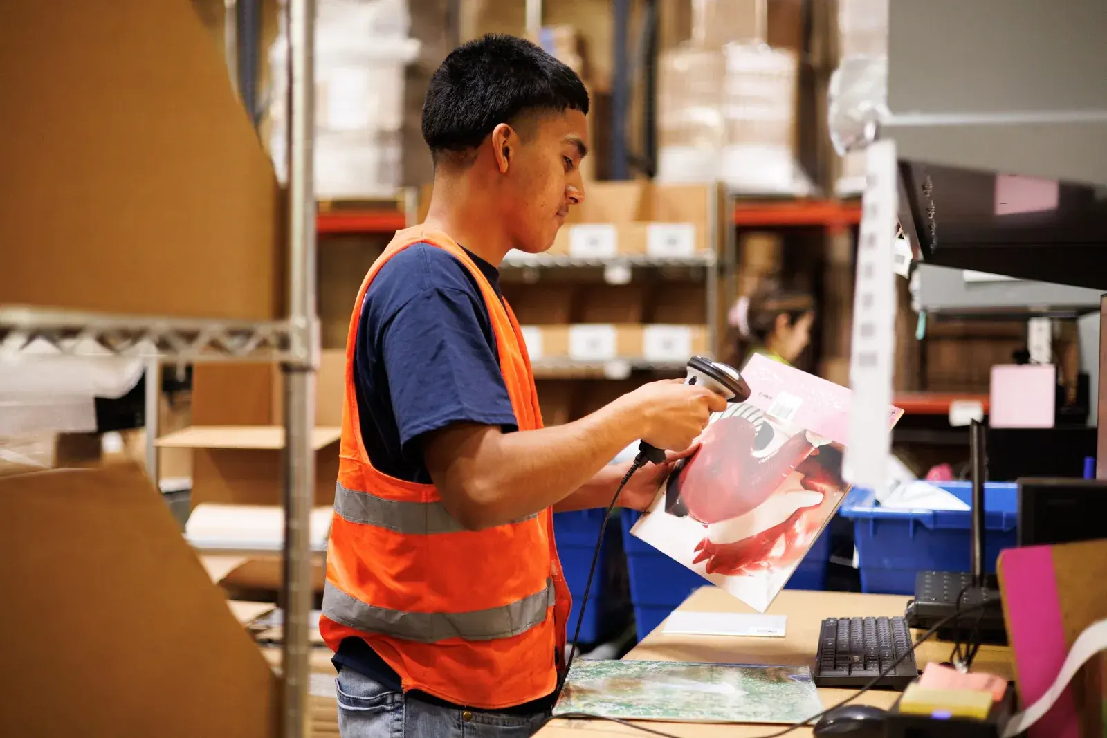 G&B Fulfillment warehouse management software (WMS) directing barcode picking in a California warehouse